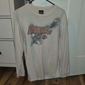 Harley-Davidson Cream Long Sleeve Graphic Shirt with Orange Logo